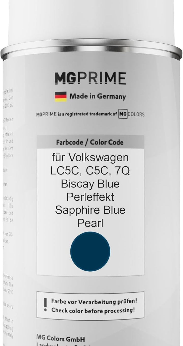 MG PRIME Autolack Sprühdosen Set für Volkswagen VW LC5C / C5C / 7Q Biscay Blue Perleffekt/Sapphire B