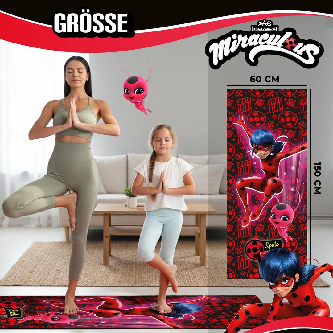 Miraculous Offiziell – Kinder Yoga- & Gymnastikmatte Ladybug & Tikki (60 × 150 × 0,5 cm) – Rutschfes
