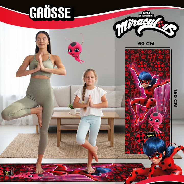 Miraculous Offiziell – Kinder Yoga- & Gymnastikmatte Ladybug & Tikki (60 × 150 × 0,5 cm) – Rutschfes