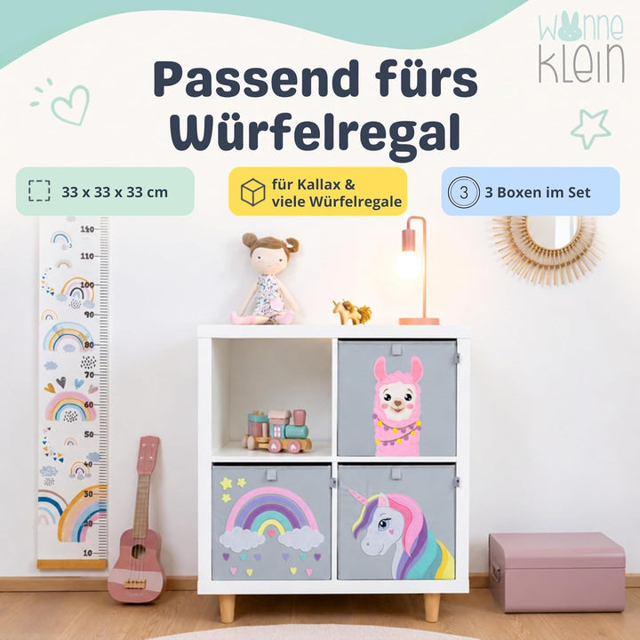 wonneklein Aufbewahrungsbox Kinder - 33x33x33 cm - Faltbare Spielzeugkiste mit Tiermotiv - Ordnungsb