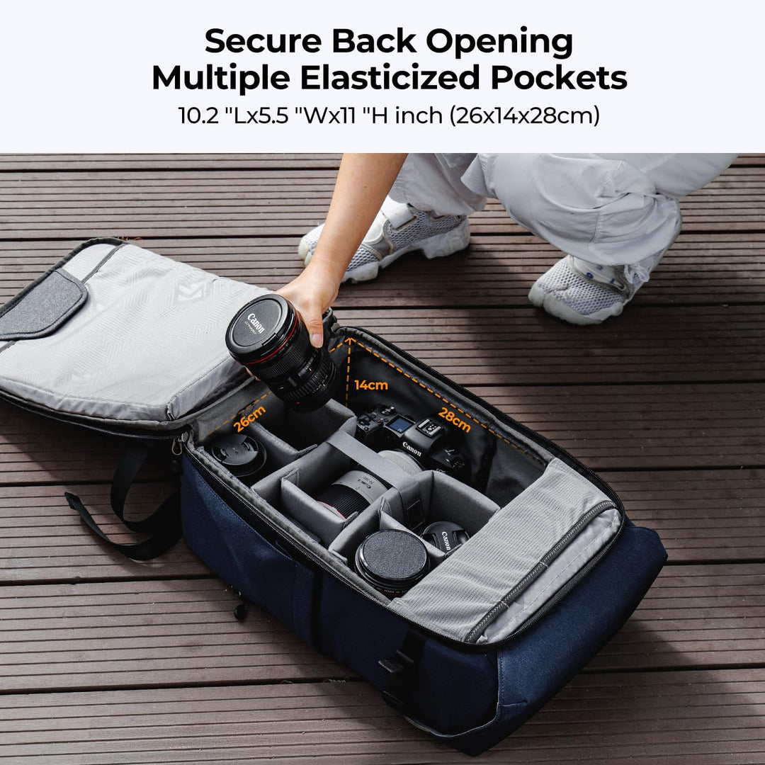 K&F Concept Kamerarucksack Rolltop 20L Fotorucksack Wasserdicht Robuste Rucksack-Stofftaschen aus St