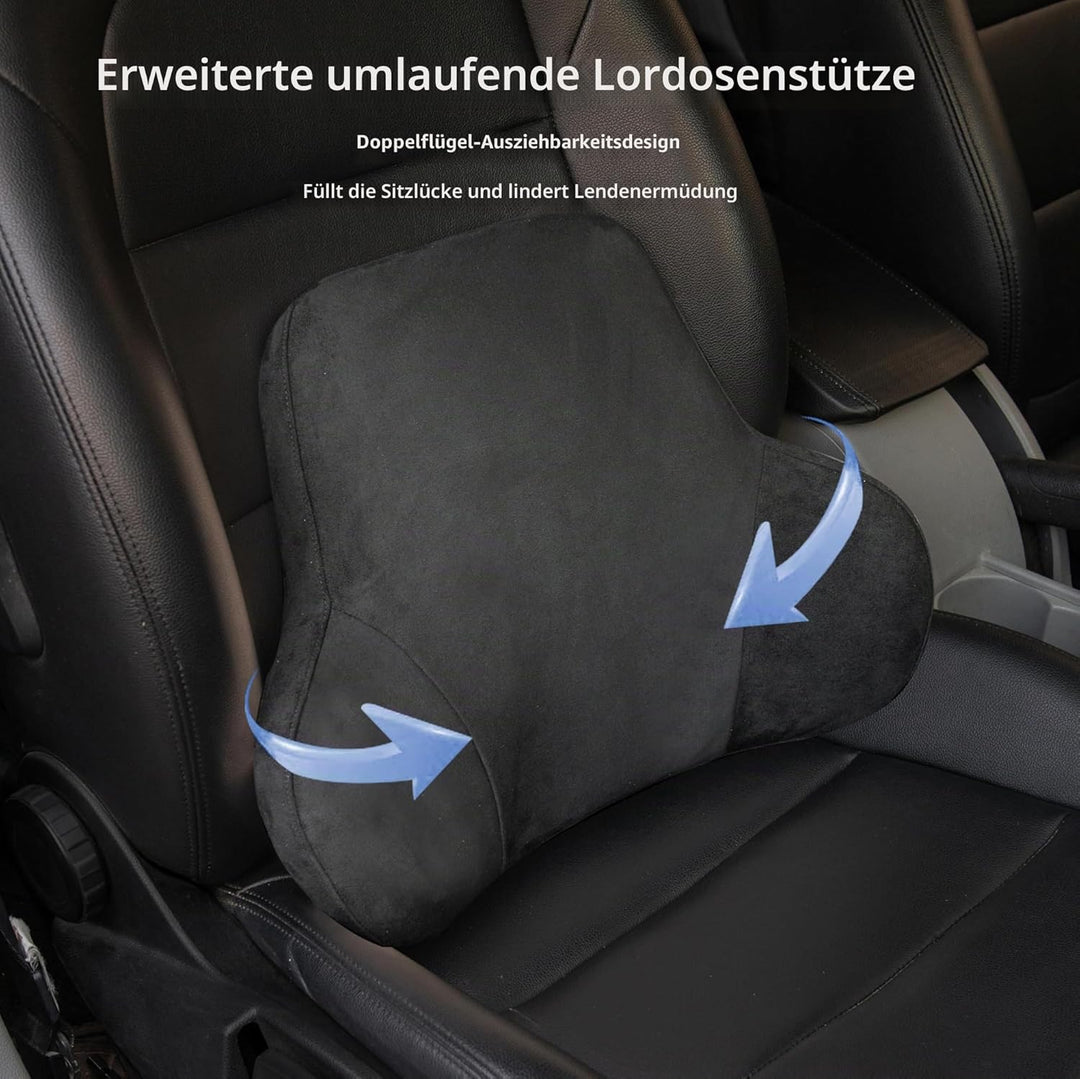 Lordosenstütze Auto Lendenkissen aus Memory-Schaum mit abnehmbarem Wildleder Veloursbezug – Ergonomi
