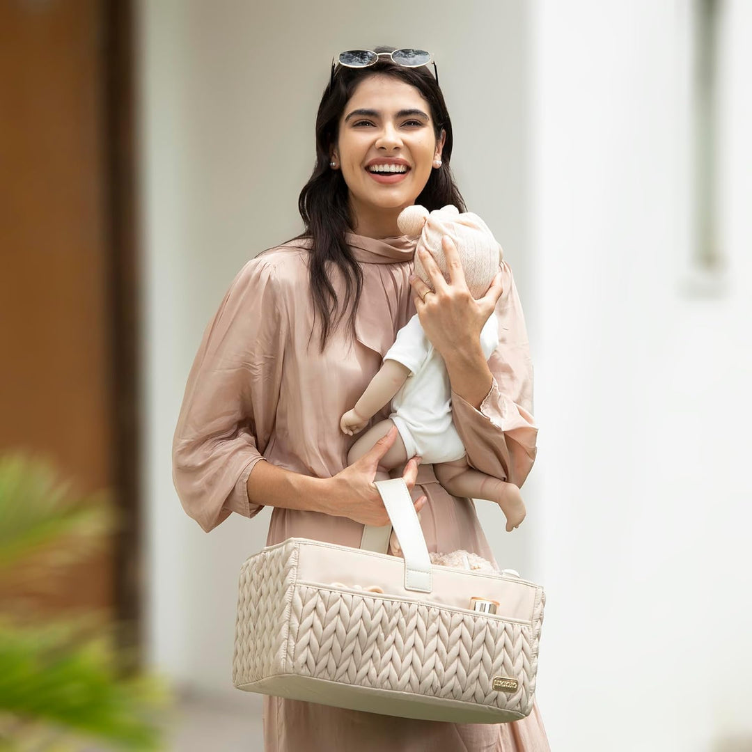 LUKJOJO - Baby-Wickelkorb, Aufbewahrungskorb für Neugeborene Jungen und Mädchen, Reisekorb für Feuch