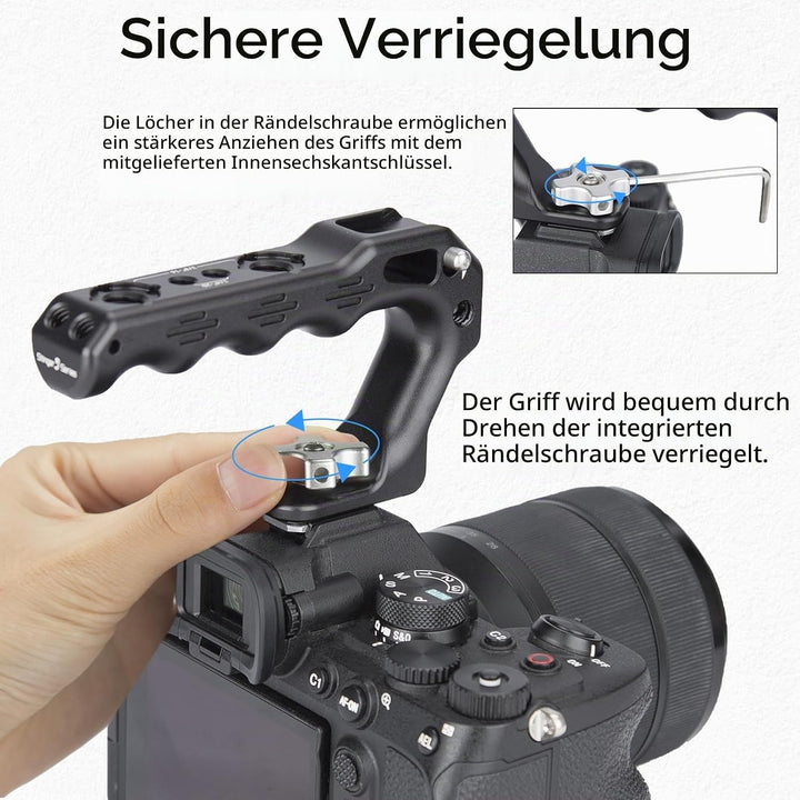 Nitze Cold Shoe TOP Handle, Mini Handle Grip mit Cold Shoe, Kamera Griff für Camera Cage, Universal