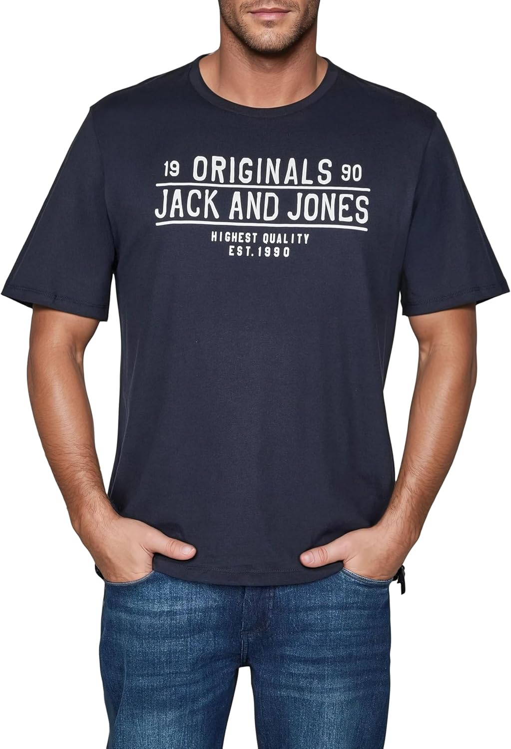 JACK &amp; JONES JJLINO T-Shirt 4er Pack Rundhals Kurzarm Shirt Regular Fit Print Sommer 100% Baumwolle