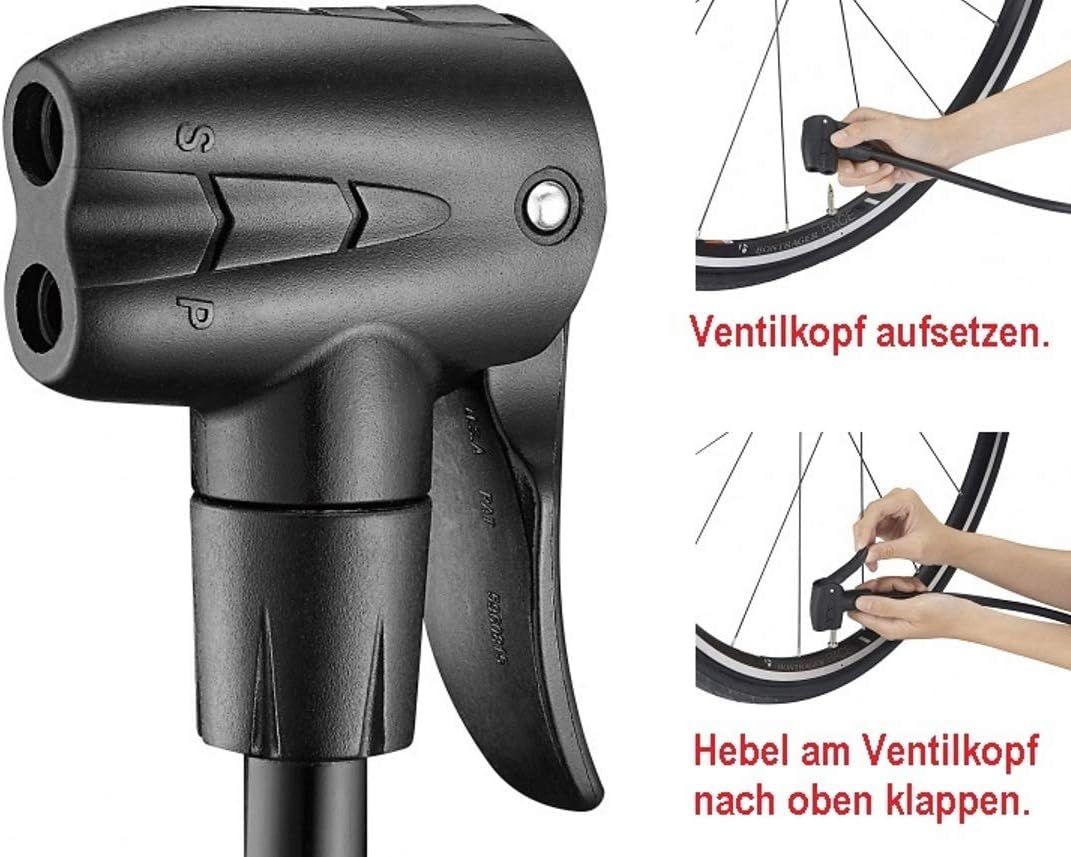 P4B | Luftpumpe in Titanium mit grossem Manometer | Fahrradpumpe für alle Ventile - Dunlop Ventil, F