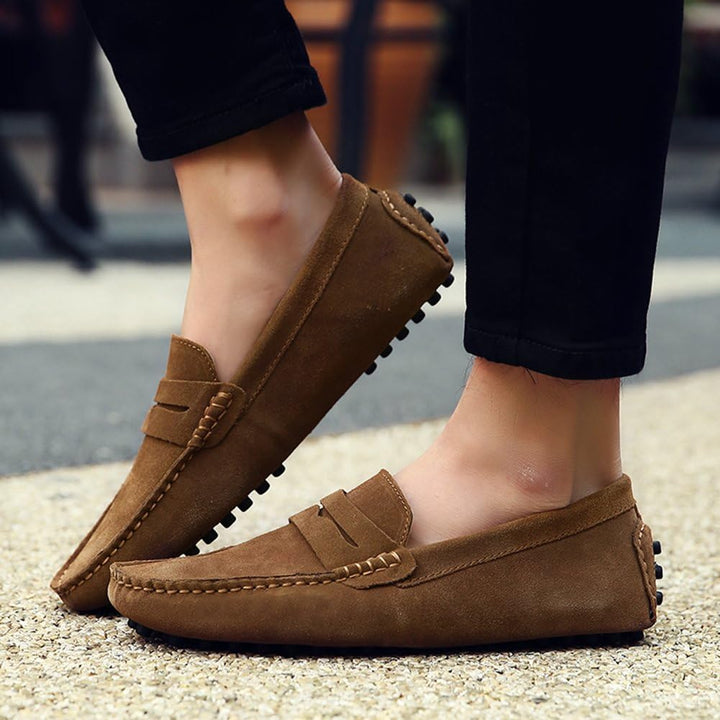 Jamron Herren Wildleder Penny Loafers Gemütlich Fahrende Schuhe Mokassin Slippers 39.5 EU Braun, 39.