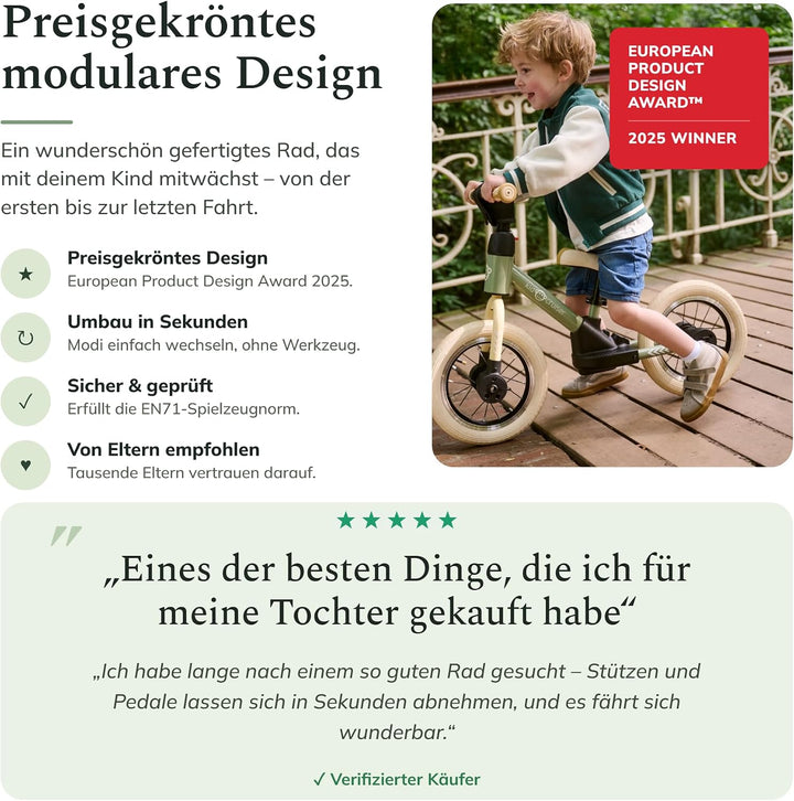 Kidcruiser Pedalplay laufrad ab 2 Jahre, ideal zum Radfahren Lernen, 3‑in‑1 mit LED Stützrädern &amp; Pe