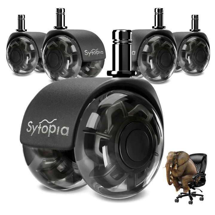 Sytopia Bürostuhl Rollen 10mm x 22 mm, Nur kompatibel mit 1KEA Stuhl (Nicht für 11mm stuhlrollen), 5