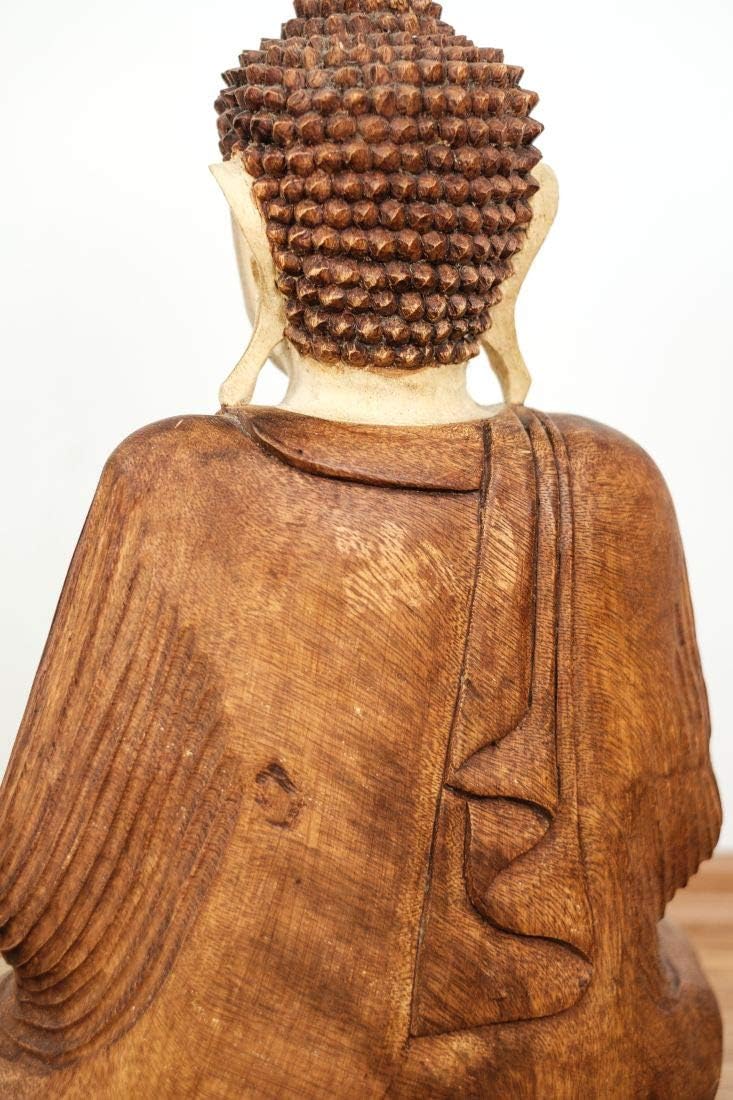 livasia Buddha Figur aus Holz 50cm hoch – Balinesische Handwerkskunst – Buddha Figuren aus Suarholz,