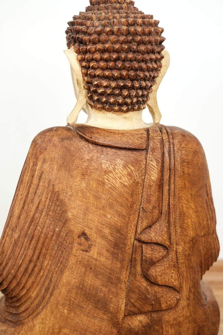 livasia Buddha Figur aus Holz 50cm hoch – Balinesische Handwerkskunst – Buddha Figuren aus Suarholz,