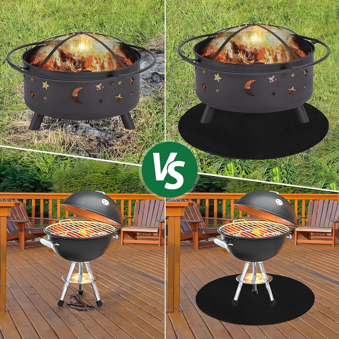 Feuerfeste Unterlage 91cm, Rund Grillmatte Bodenschutz, Feuerfeste Matte für den Innen- und Aussenbe