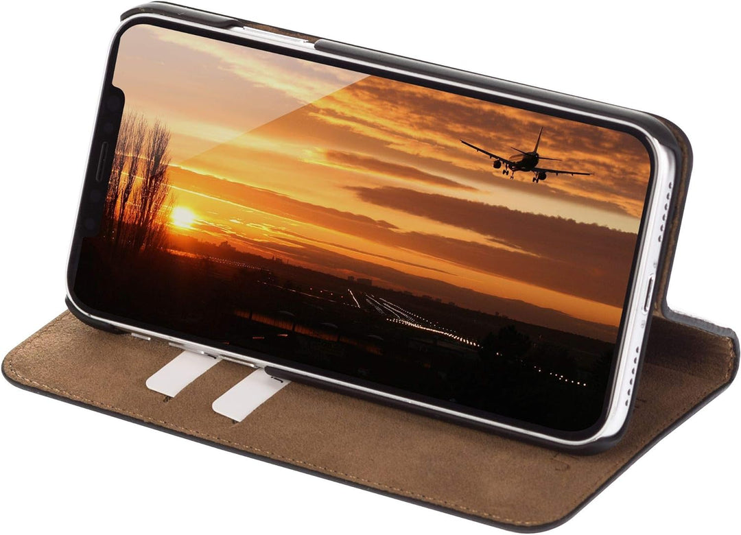 JT Berlin BookCase Tegel Lederhülle für das Apple iPhone 11 (6.1'') in schwarz - [Wireless Charging