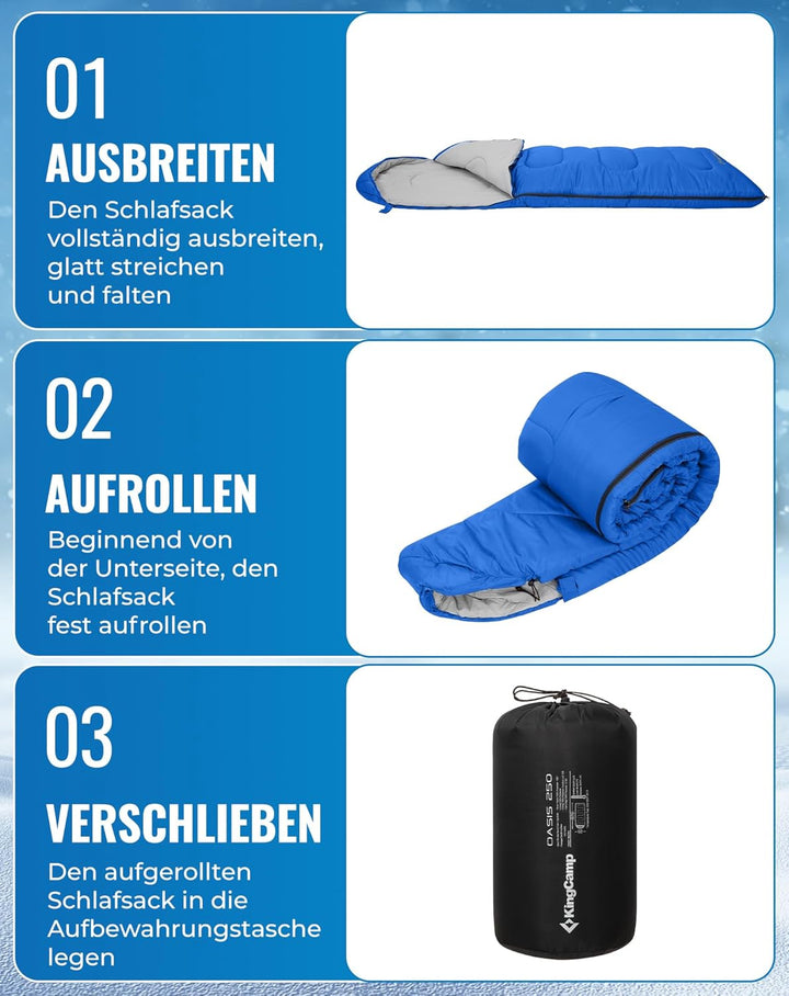 KingCamp Schlafsack Deckenschlafsack Camping Outdoor 3-4 Jahreszeiten für Erwachsene Kinder Ultralei
