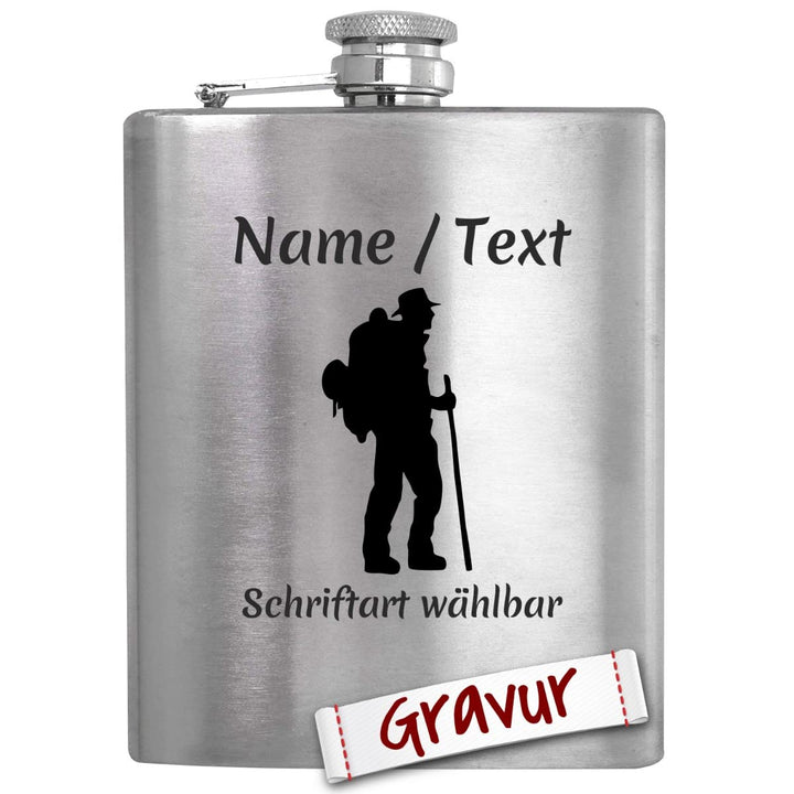 Bergsteiger Geschenk Flachmann Set mit Gravur/Spruch personalisiert, Berge Klettern Geschenke für He