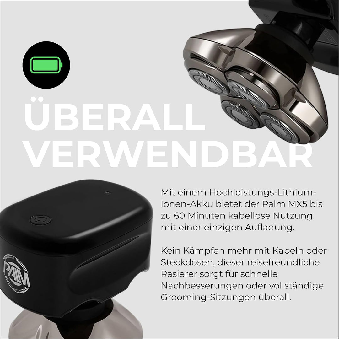 Skull Shaver Palm Pro MX5 Gesichts- & Kopfhaarrasierer - Kabellos, Wiederaufladbar, Nass & Trocken -