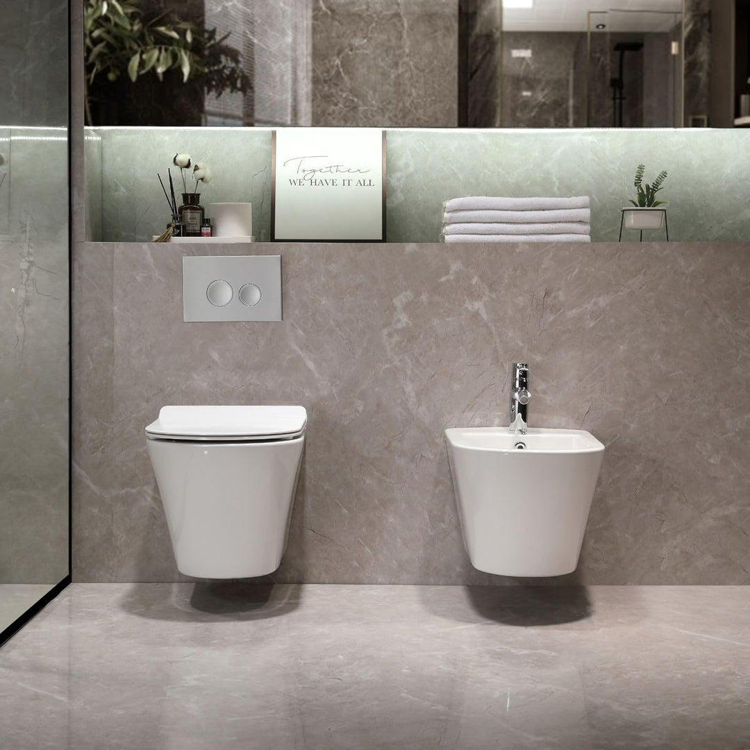 Hänge-Bidet mit Nano-Beschichtung - Wand-Bidet aus Keramik mit Hahnloch und Überlaufschutz - Dusche