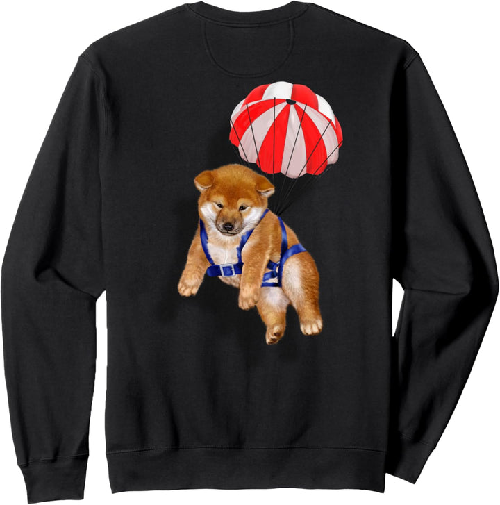 Netter Shiba Hund im Fallschirm Sweatshirt