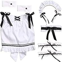 CarolynDesign Japanisches Anime Sissy Maid Dress Anime French Maid Schürze Kostümset Schwarz M, Schw