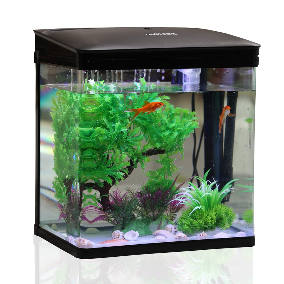 Nobleza - 7L Mini Aquarium Komplettset, Nano Aquarium Stabiles Einsteigerbecken mit LED-Beleuchtung