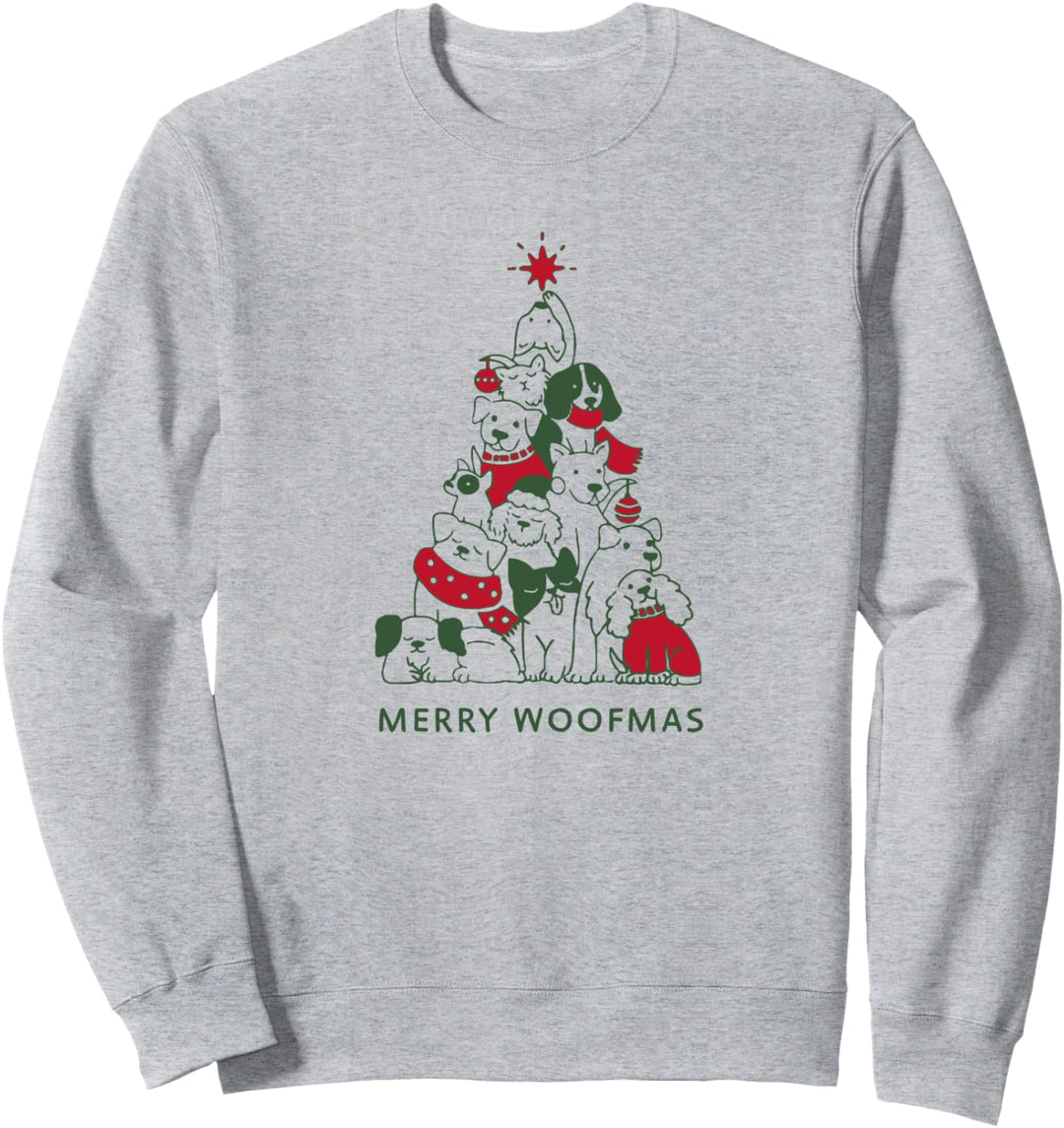 Merry Woofmas, Fröhliche Weihnachten Hunde Weihnachtsbaum Sweatshirt