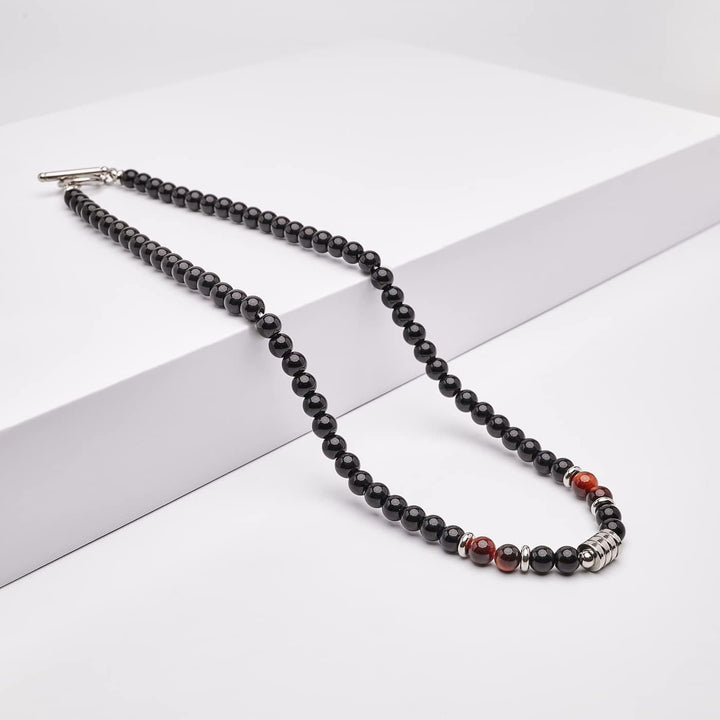 Handgemachte Herren Tigerauge Onyx Perlenkette Kette Natürliche Edelsteine Heilung Kristallschmuck (