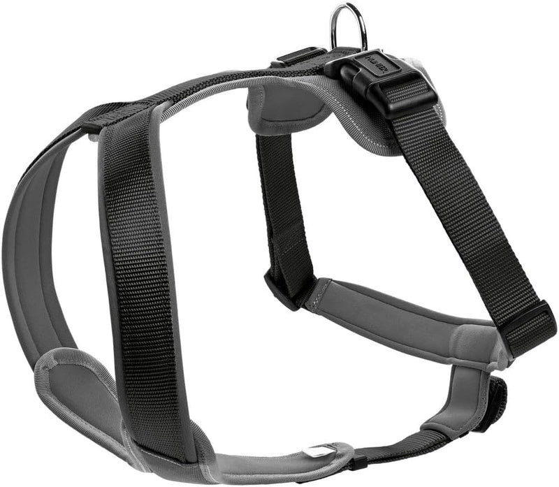 HUNTER NEOPREN Hundegeschirr, Nylon, gepolstert mit Neopren, L-XL 77 - 100 cm, schwarz/grau schwarz/