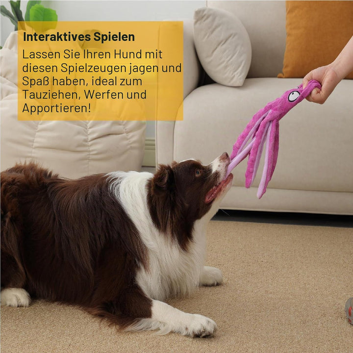 Hunde-Quietschspielzeug Krake, kein stopfendes Crinkle-Plüsch-Hundespielzeug für das von Welpen, lan