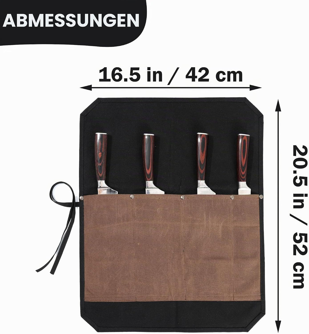 Kaaltisy Kochmesser Roll, 16OZ gewachstes Segeltuch, Messertasche mit professionellem schnittfestem