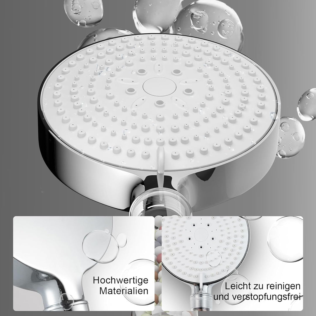 OFFO Filter Duschkopf mit Schlauch 1.6m, 13cm Duschkopf Gross mit Filtration in 20 Schichten, Handbr