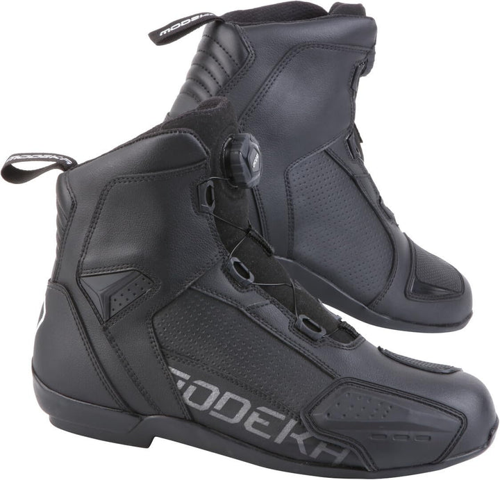 Modeka Motorradschuhe YKO sportliche Motorradstiefel schwarz mit Drehverschluss, 44 EU 44 EU Schwarz