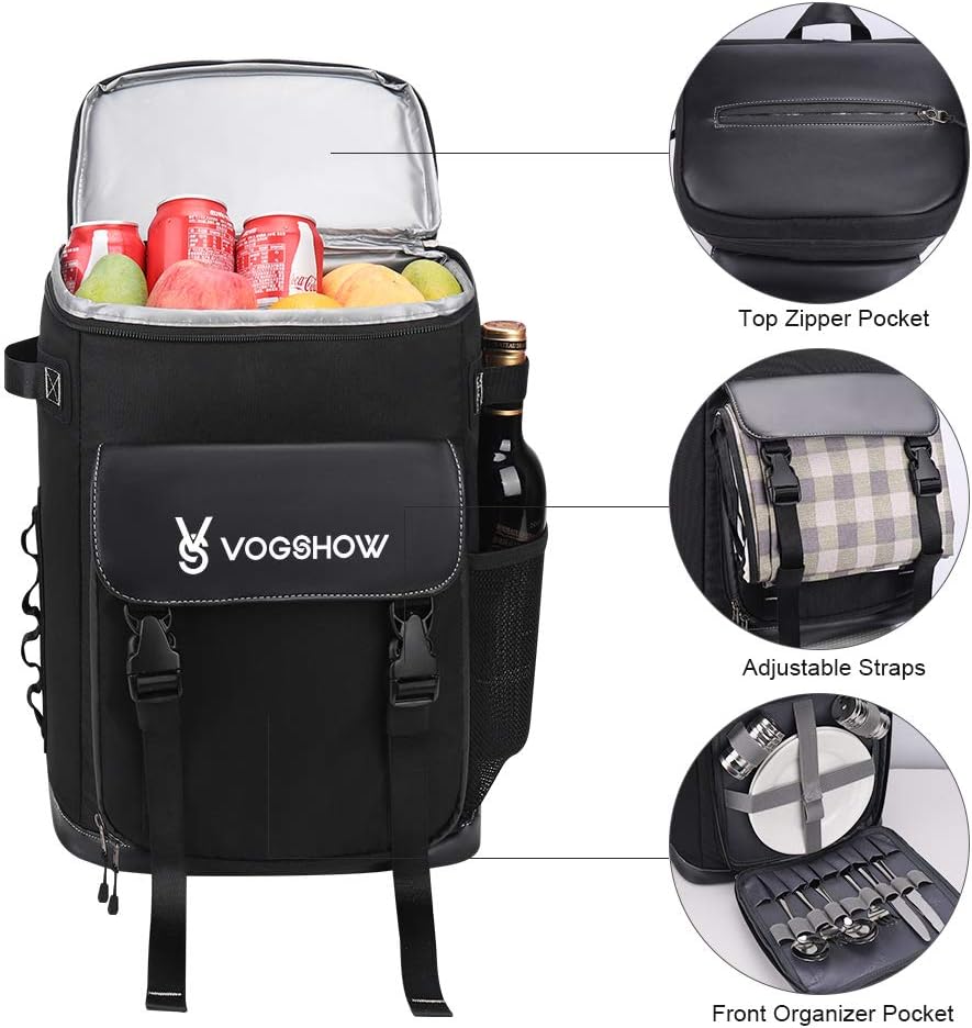 Vogshow Kühlrucksack 30L Grosser, Kühltasche Isolierter Picknickrucksäcke, Mehrzweck Thermo Rucksäck