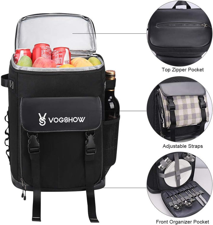 Vogshow Kühlrucksack 30L Grosser, Kühltasche Isolierter Picknickrucksäcke, Mehrzweck Thermo Rucksäck