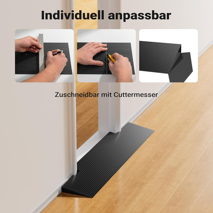 Türschwellenrampe 35x200x900mm für Rollstuhl & Rollator, Vollgummi, rutschfeste Oberfläche, kürzbar