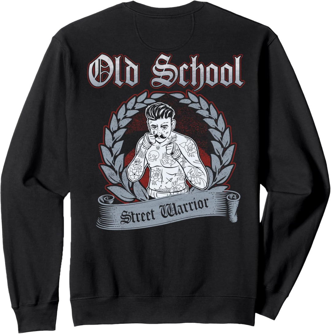 Alte Schule "Old School Street Warrior" Hooligan Rückendruck Sweatshirt