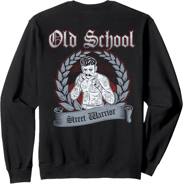 Alte Schule "Old School Street Warrior" Hooligan Rückendruck Sweatshirt