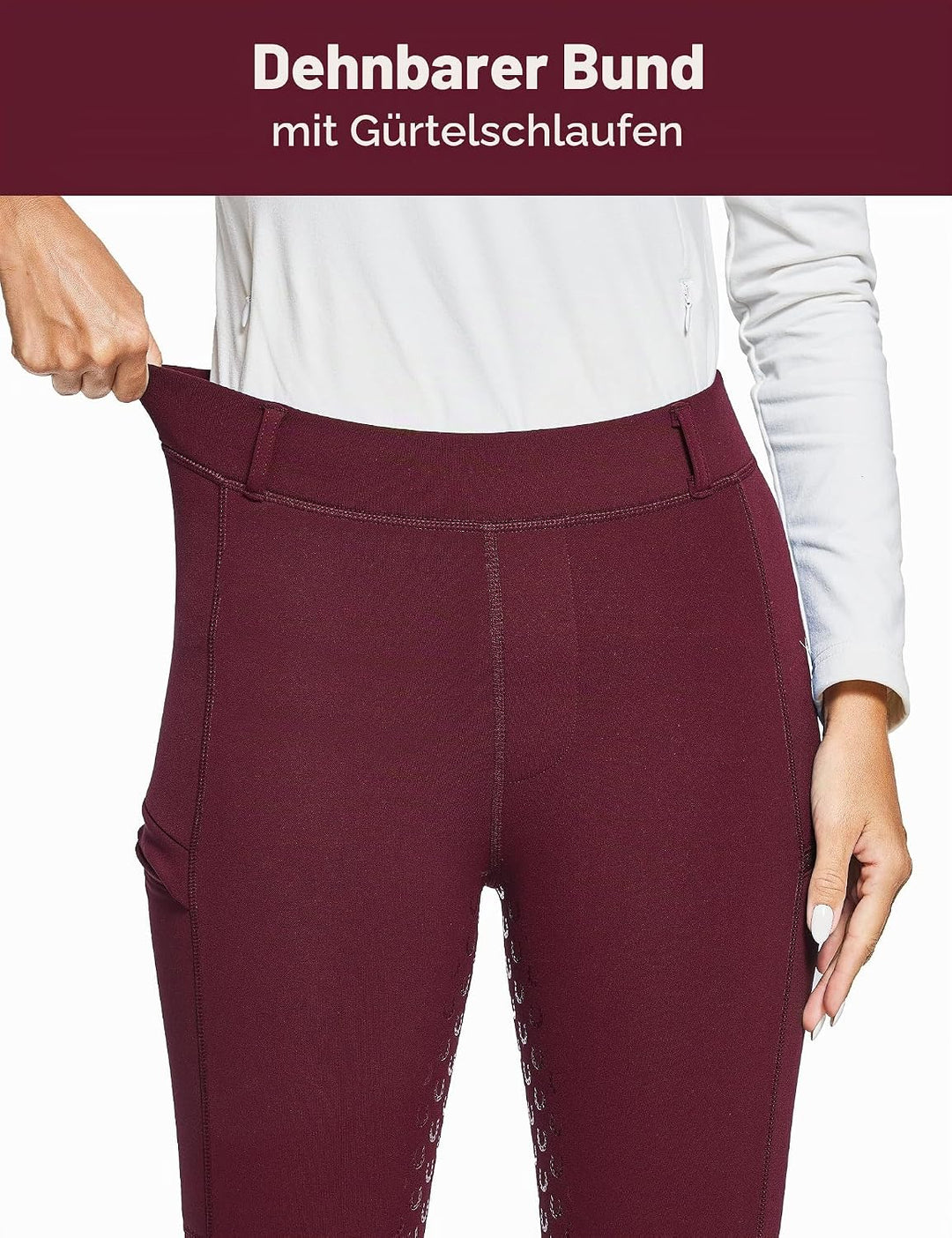 FitsT4 Sports Damen Winterreitleggings Fleece-Reithose Silikon Vollbesatz Reithose mit Reissverschlu
