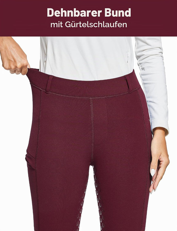 FitsT4 Sports Damen Winterreitleggings Fleece-Reithose Silikon Vollbesatz Reithose mit Reissverschlu