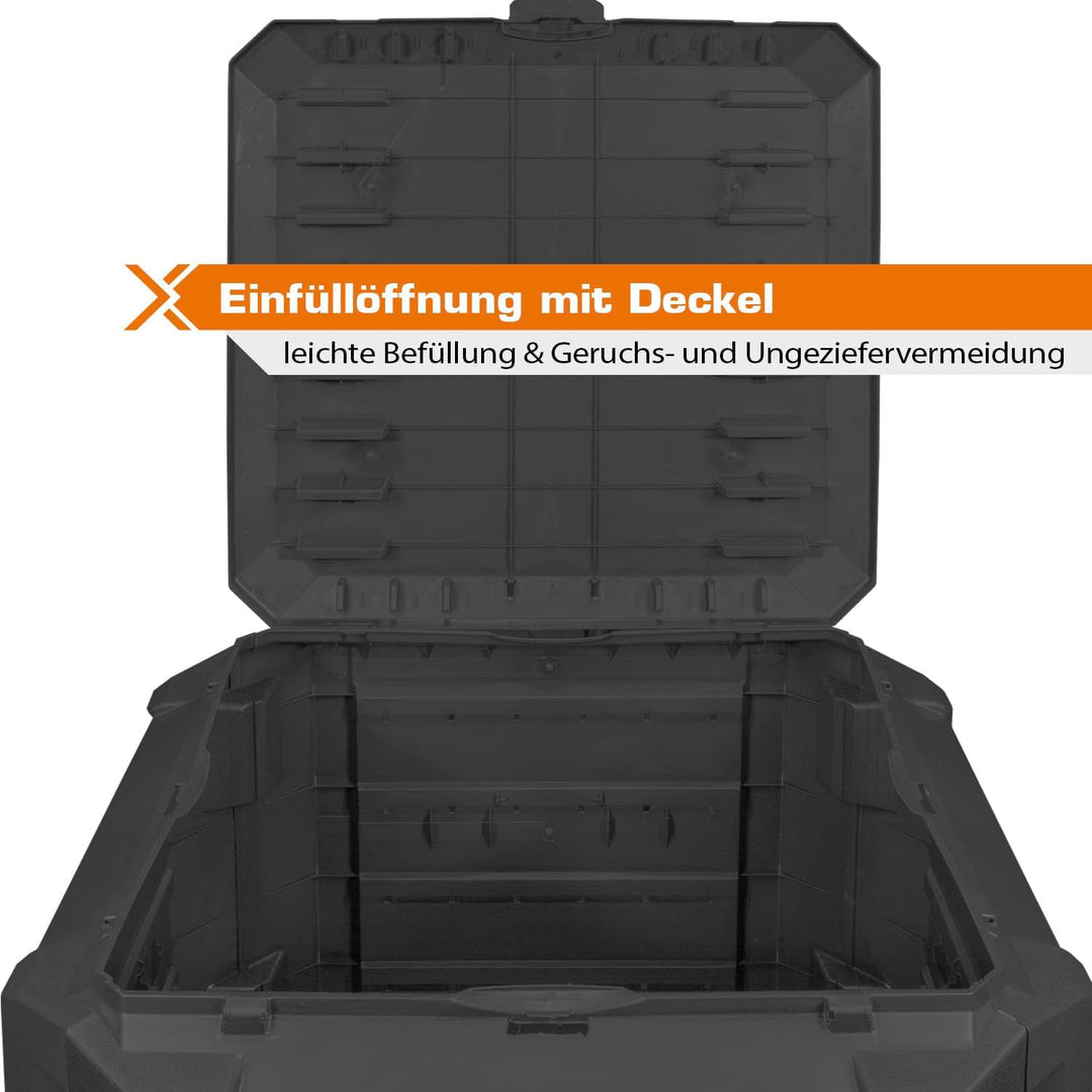 Thermo Komposter 380l Schnellkomposter Thermokomposter Schwarz Gartenkomposter Kunststoff Schnell Ko