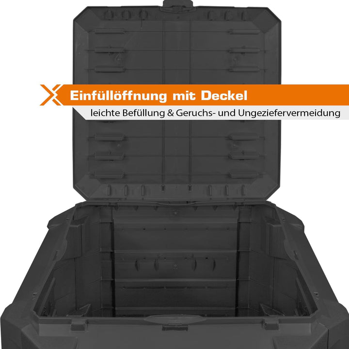 Thermo Komposter 380l Schnellkomposter Thermokomposter Schwarz Gartenkomposter Kunststoff Schnell Ko