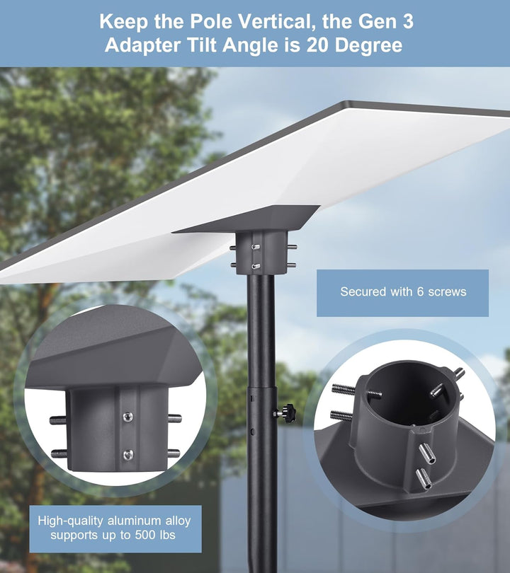 Rohradapter für Starlink Standard/Gen 3, Polmontageadapter-Montageset, Aluminium, korrosionsbeständi