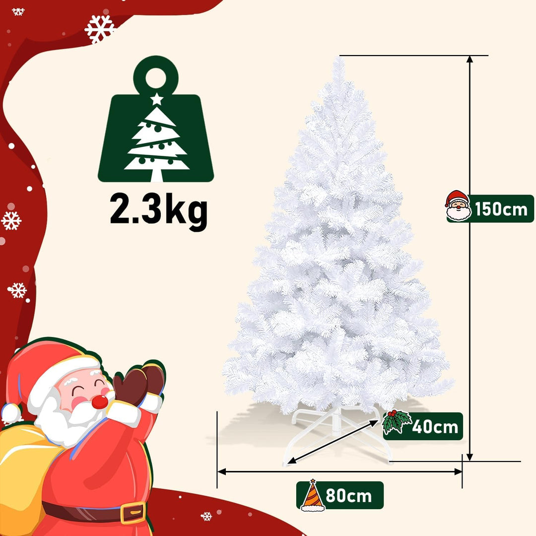 Gimisgu künstliche Weihnachtsbaum, 150cm PVC Künstlicher Christbaum mit 350 Spitzen, Einfacher Aufba