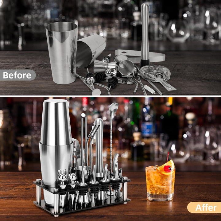 Cinnani Boston Cocktail Set 20-teilig-Professional Cocktail Mixing Set-Cocktail Shaker Set mit Ständ