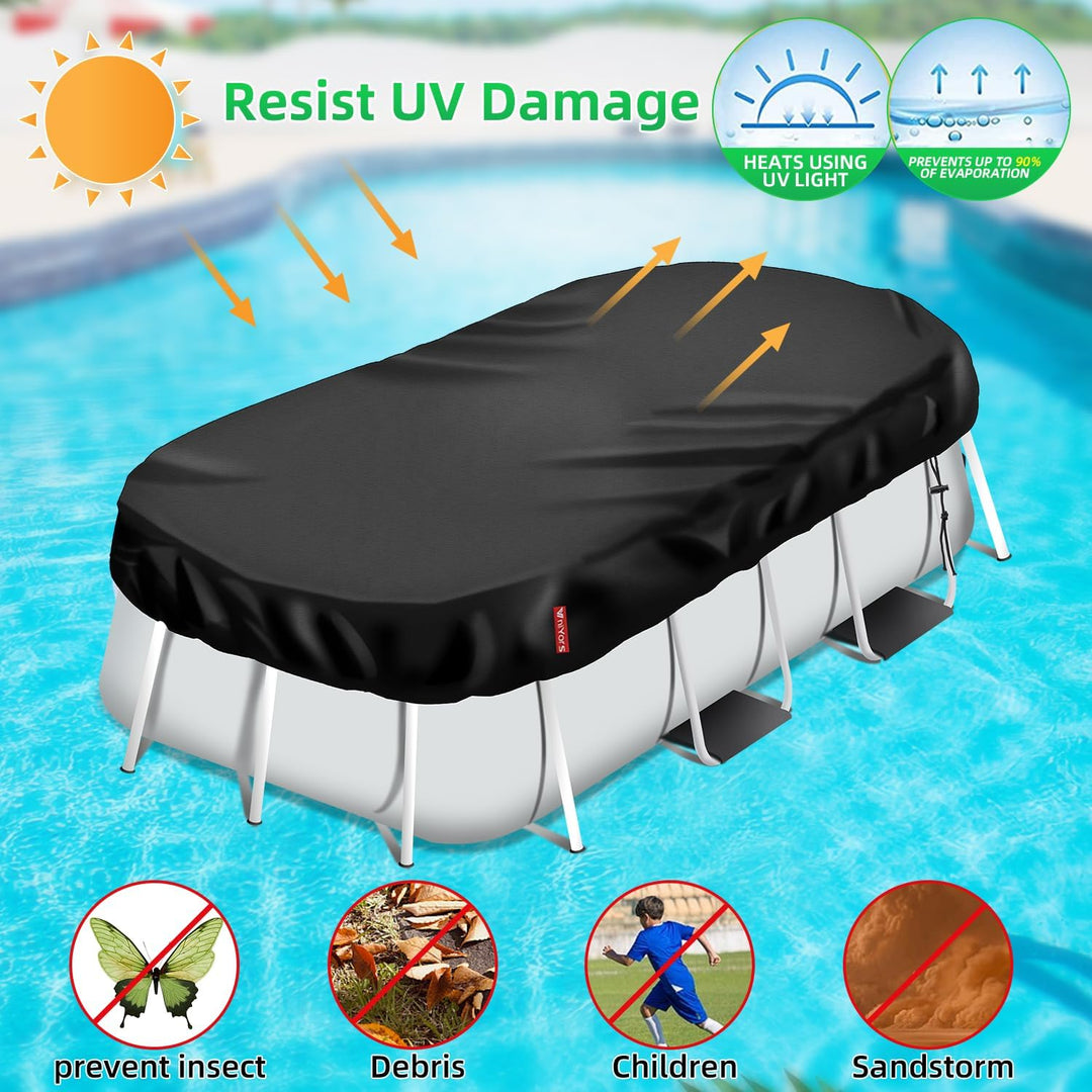 Vniyors Poolabdeckung Rechteckig, Pool Abdeckplane, Uv-Schutz Pool Abdeckplane mit Kordelzug und Bod