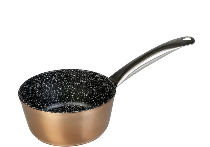 WECOOK! Professional Stielkasserolle Induktion 16 cm, Milchtopf, Ökologischer Antihaft-Stein ohne PF