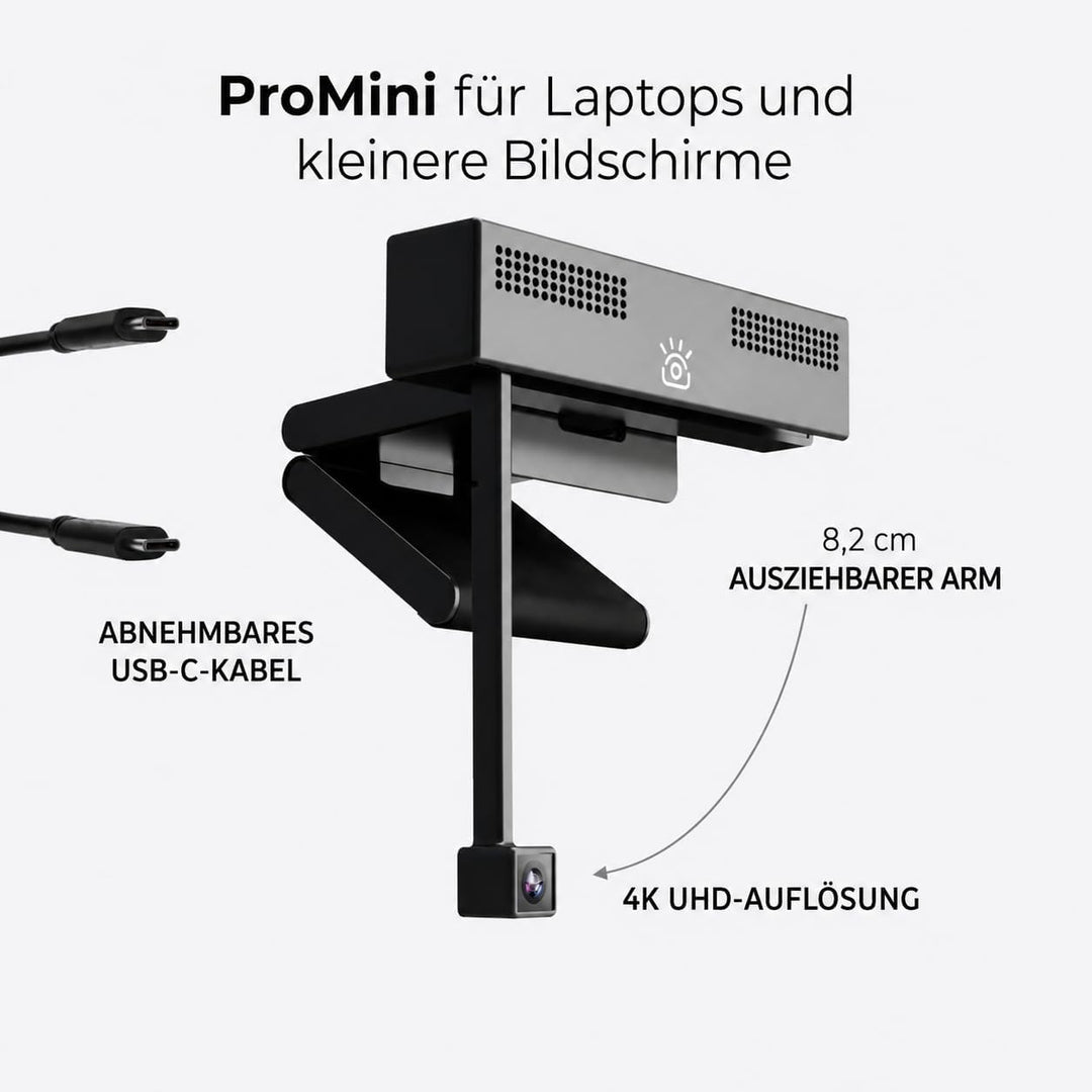 iContact Camera ProMini 4K HD Augenkontakt-Webcam mit Mikrofon mit Geräuschunterdrückung, USB-Comput
