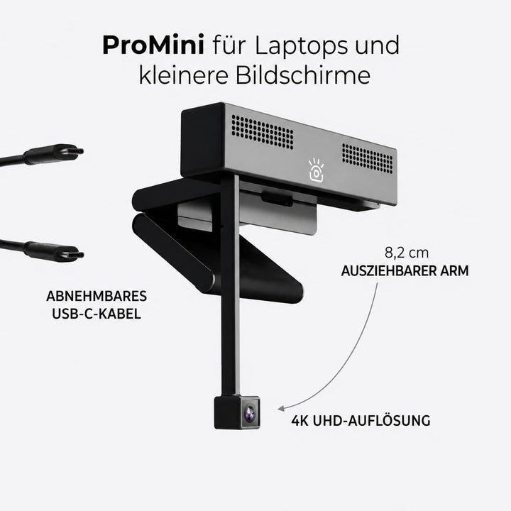 iContact Camera ProMini 4K HD Augenkontakt-Webcam mit Mikrofon mit Geräuschunterdrückung, USB-Comput