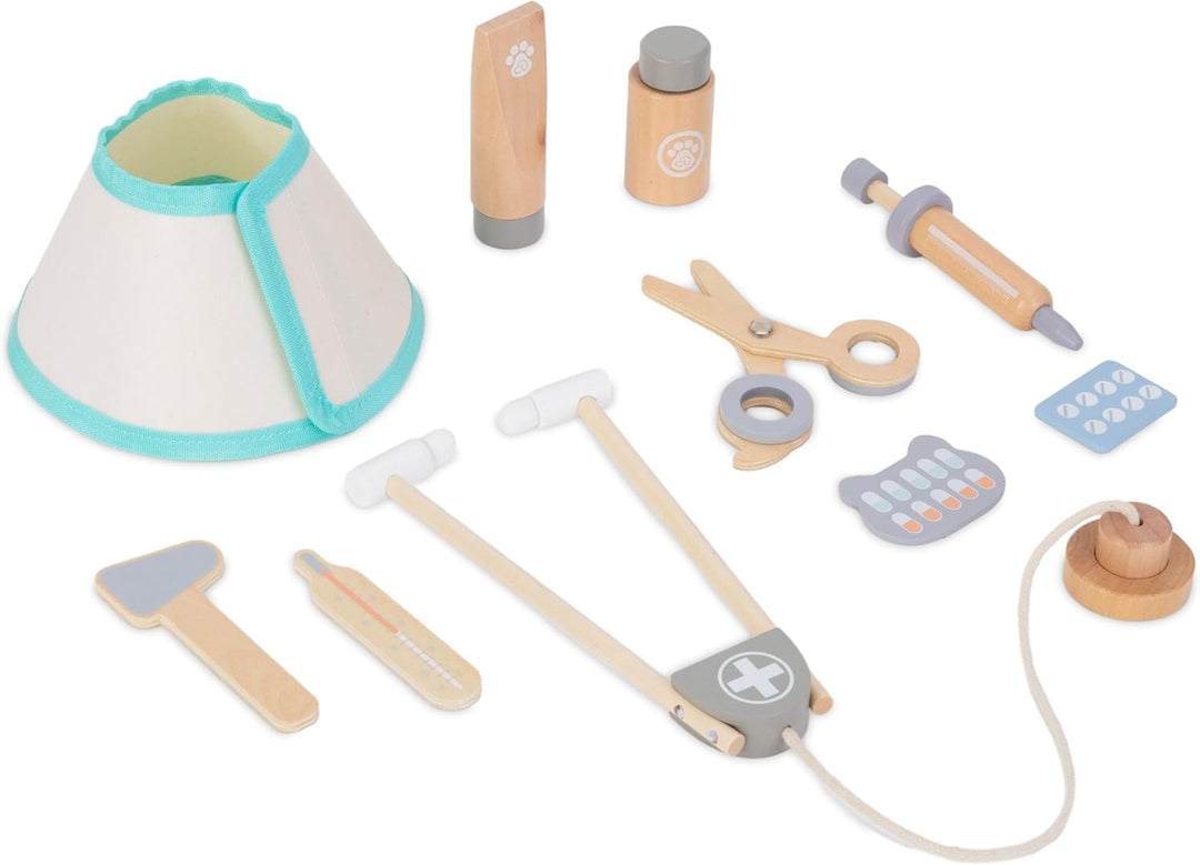 Mamabrum Holz Tierarzt Set für Kinder ab 3 Jahren - Kreatives Rollenspiel mit realistischem Zubehör