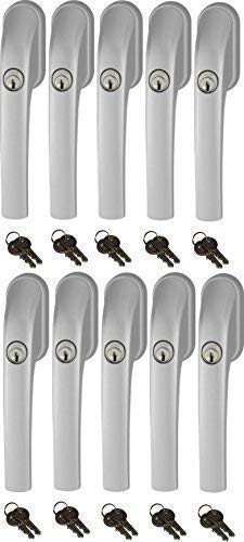 Abus FG300 abschliessbarer Fenstergriff, Silber, im Set 10 Stück alle gleichschliessend mit insgesam