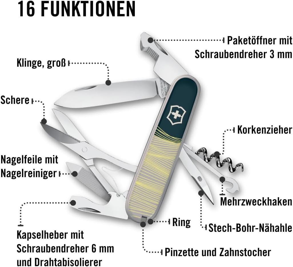 VICTORINOX Taschenmesser Companion, 16 Funktionen, Swiss Made, Multitool für Frauen, inkl. Geschenkb